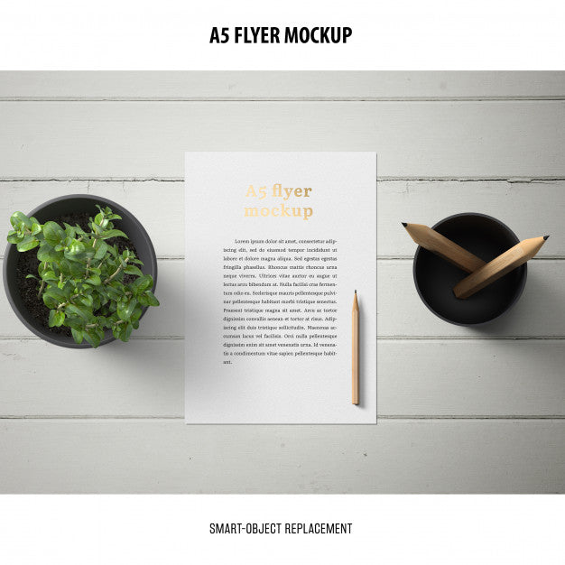 Flyer Mockup In A Desktop Psd
