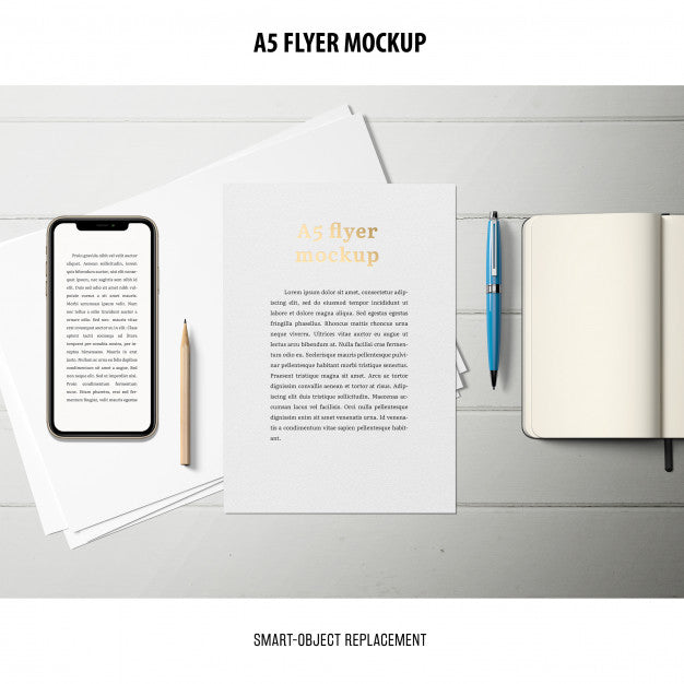 Flyer Mockup In A Desktop Psd