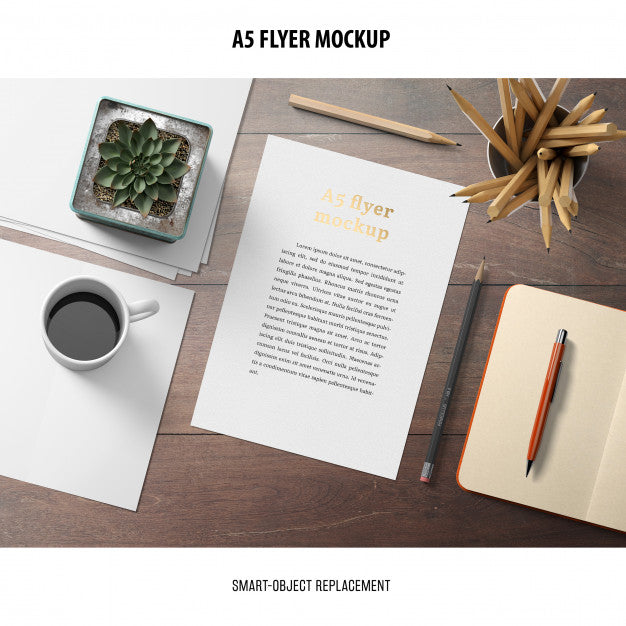 Flyer Mockup In A Desktop Psd