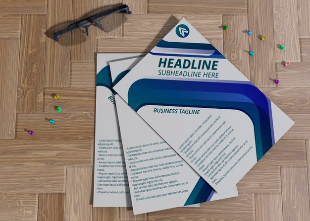 Flyers With Pinpoints For Brand Company Business Mock-Up Paper Psd