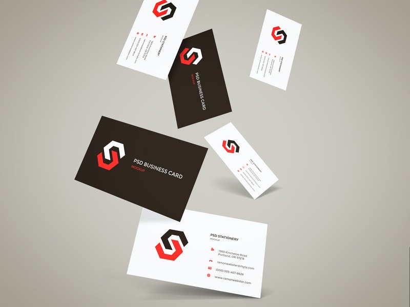 Flying Business Cards Mockup Vol.12