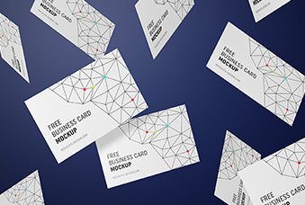 Flying Business Cards Mockup