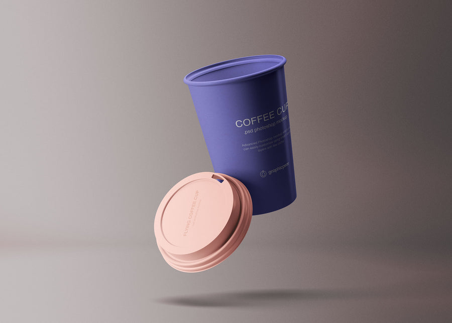 Flying Coffee Cup Mockup