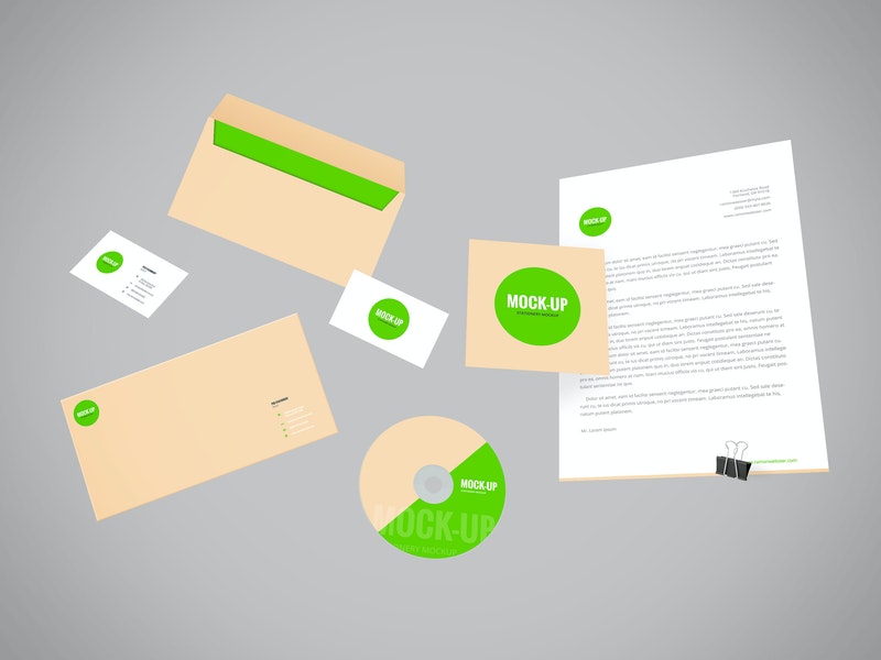 Flying Stationery Psd Mockup