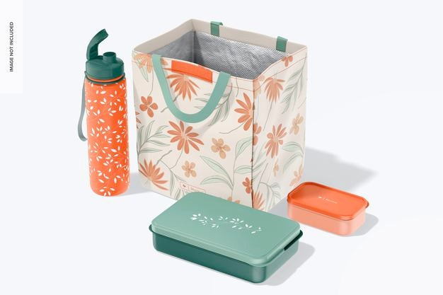 Foldable Lunch Bag Mockup, Opened Psd