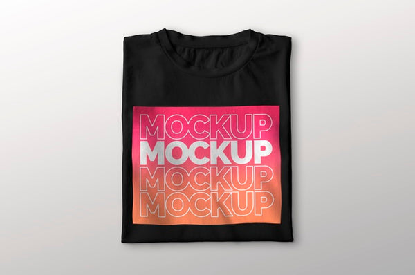 Folded Black T-Shirt Mockup Psd - Mockup Hunt