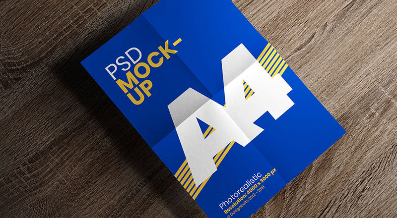 Folded Paper A4 Size Flyer / Poster Mockup Psd