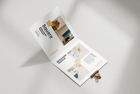 Folded Square Brochure Mockup