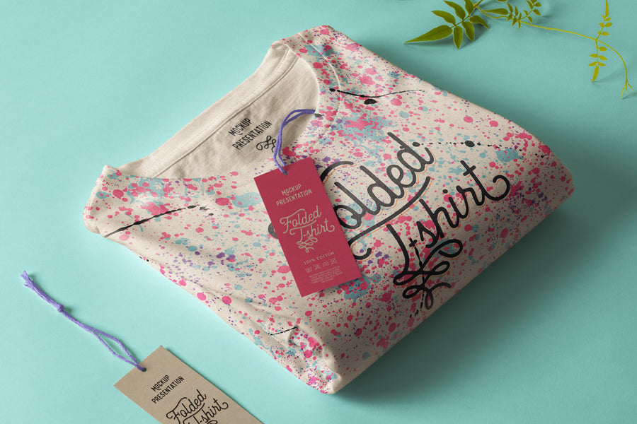 Folded T-Shirt Mockup Template 2