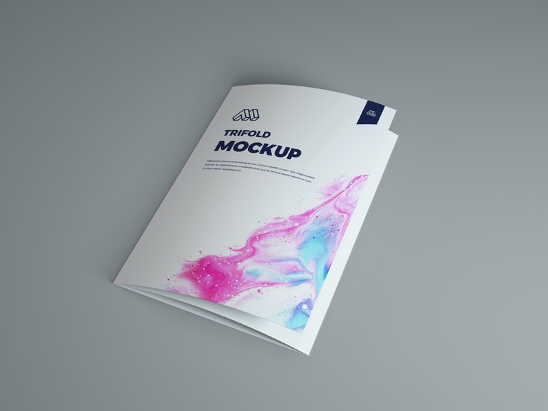 Folded Trifold Brochure Mockup