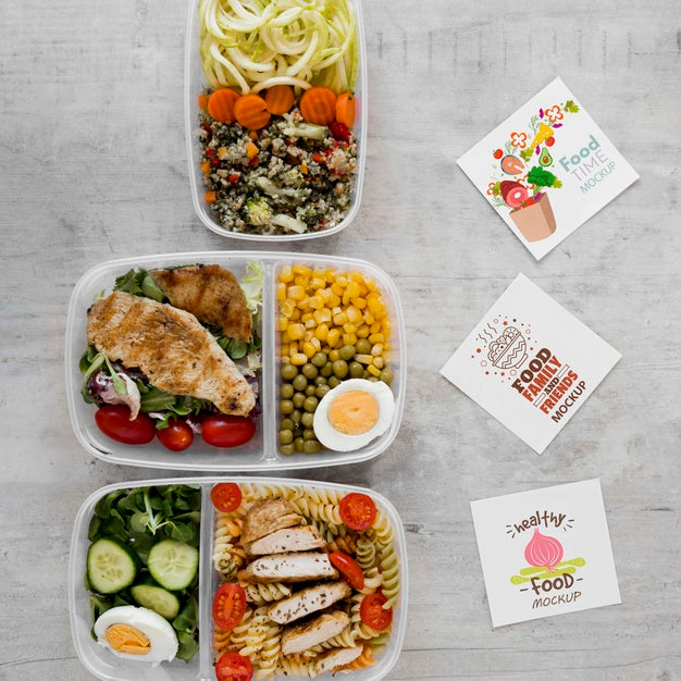 Food And Sticky Notes Mock-Up Psd