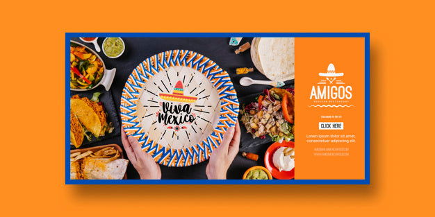 Food Banners Mockup With Mexico Concept Psd