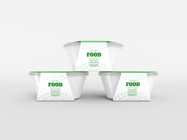 Food Delivery Container With Sleeve Mockup Psd