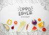 Food Lover Mock-Up With Veggies And Fruits Psd