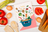 Food Menu Book Surrounded By Eggs And Tomatoes Psd