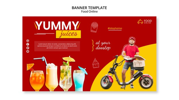 Food Online Concept Banner Mock-Up Psd