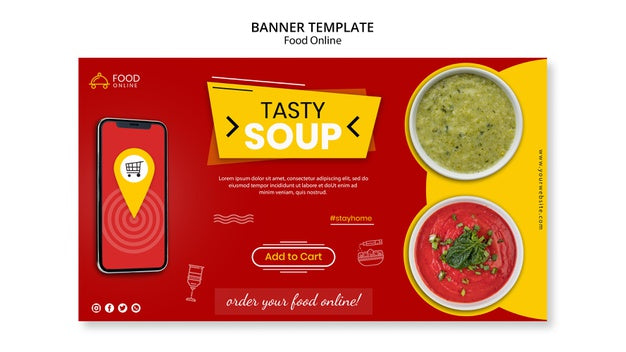 Food Online Concept Banner Mock-Up Psd