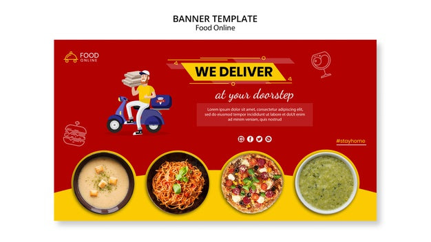 Food Online Concept Banner Mock-Up Psd