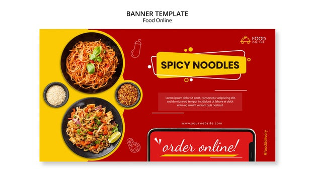 Food Online Concept Banner Mock-Up Psd