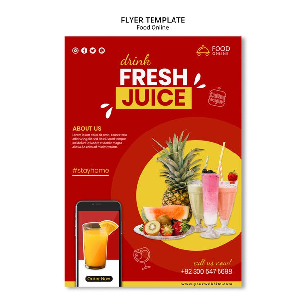 Food Online Concept Flyer Mock-Up Psd