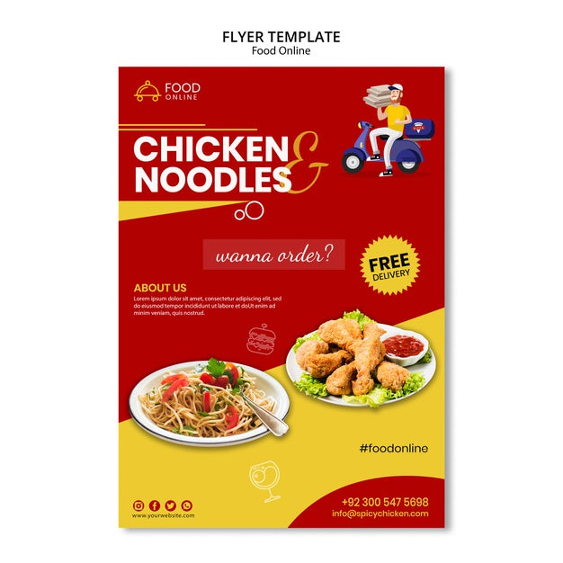 Food Online Concept Flyer Mock-Up Psd