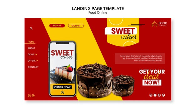 Food Online Concept Landing Page Mock-Up Psd