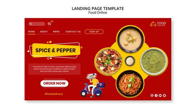Food Online Concept Landing Page Mock-Up Psd