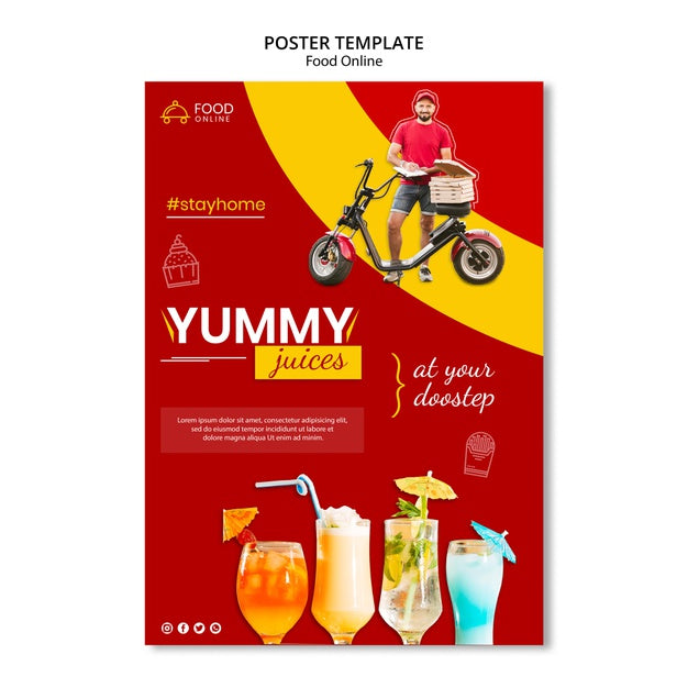 Food Online Concept Poster Mock-Up Psd