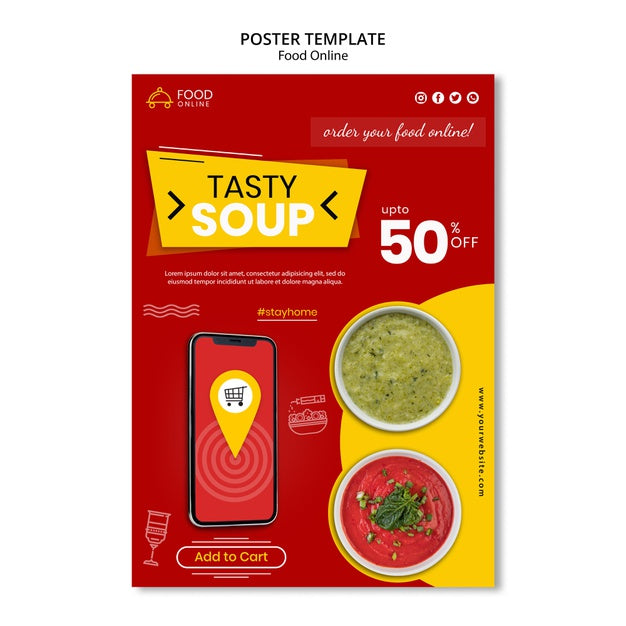 Food Online Concept Poster Mock-Up Psd