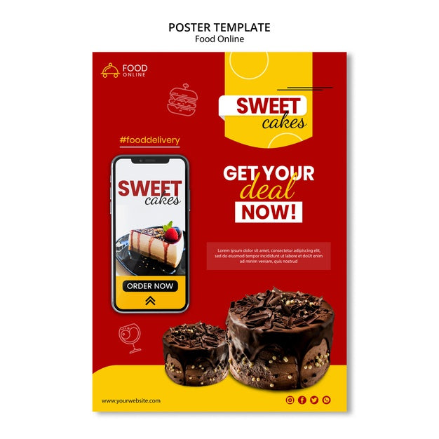 Food Online Concept Poster Mock-Up Psd