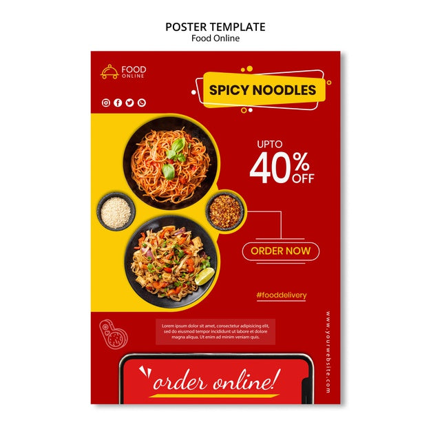 Food Online Concept Poster Mock-Up Psd