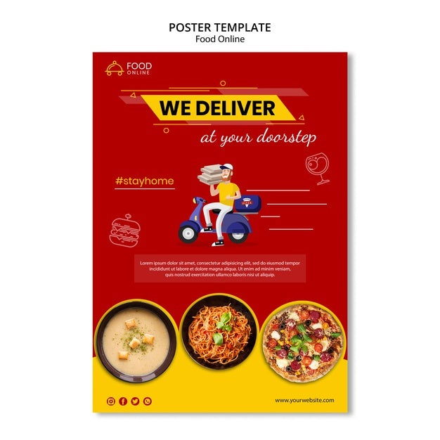 Food Online Concept Poster Mock-Up Psd