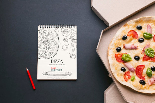 Food Service Assortment With Notepad Mock-Up Psd