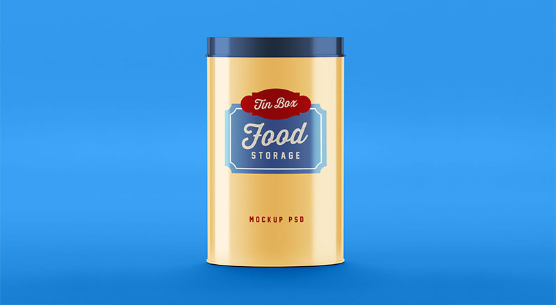 Food Storage Tin Can Mockup Psd