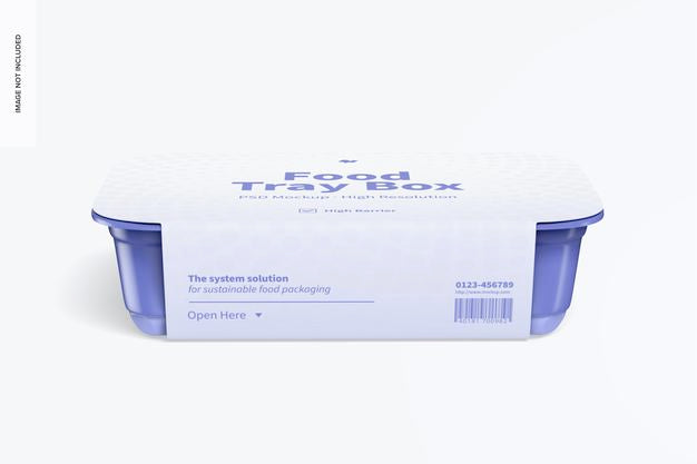 Food Tray Box With Label Mockup Psd