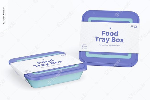Food Tray Boxes With Lid Mockup Psd