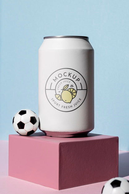 Footballs And Soda Can Arrangement Psd