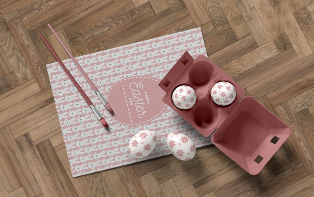 Formwork With Eggs And Painting Tools Psd