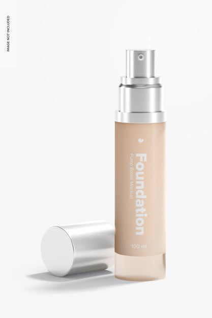 Foundation Pump Bottle Mockup, Opened Psd