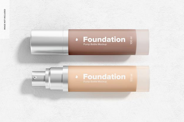Foundation Pump Bottles Mockup, Top View Psd