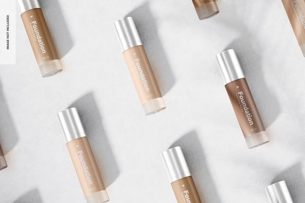 Foundation Pump Bottles Set Mockup Psd