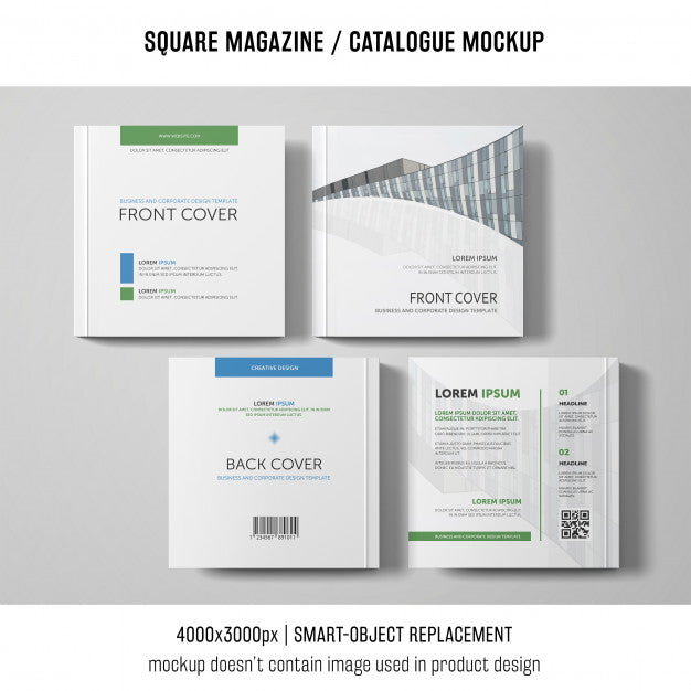 Four Square Magazine Or Catalogue Mockups Psd
