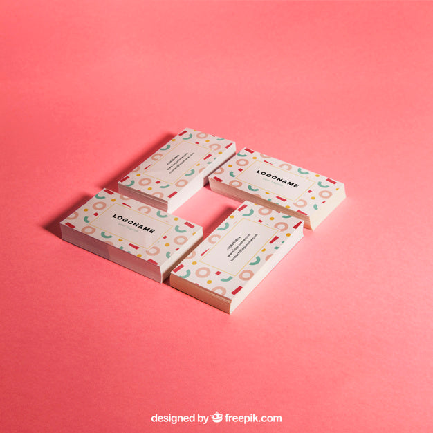Four Stacks Of Business Cards Psd