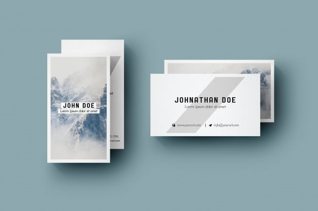 Four Vertical Business Card Mock Up Psd