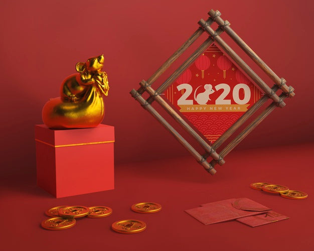 Frame And Gift Box For New Year Psd