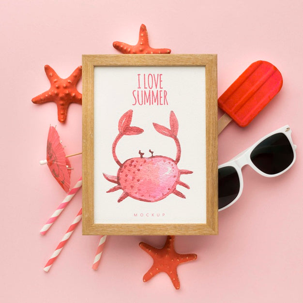 Frame And Ice Cream Mock-Up Psd