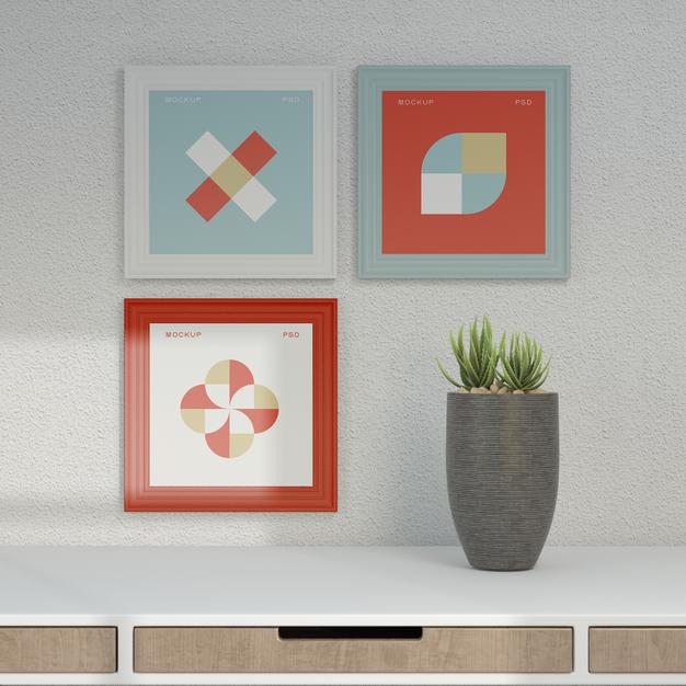 Frame And Sofa Mockup In Living Room Psd