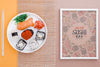 Frame Beside Plate With Sushi Rolls On Table Psd