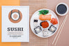 Frame Beside Plate With Sushi Rolls Psd