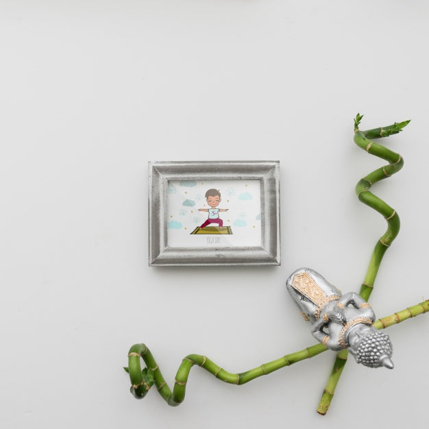 Frame, Buddha And Bamboo Sticks Psd